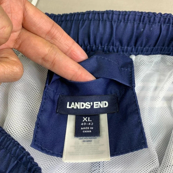 Lands' End Swimwear Drawstring Lined Swim Trunks Shorts XL 40/42 Blue Stripes - Picture 12 of 14